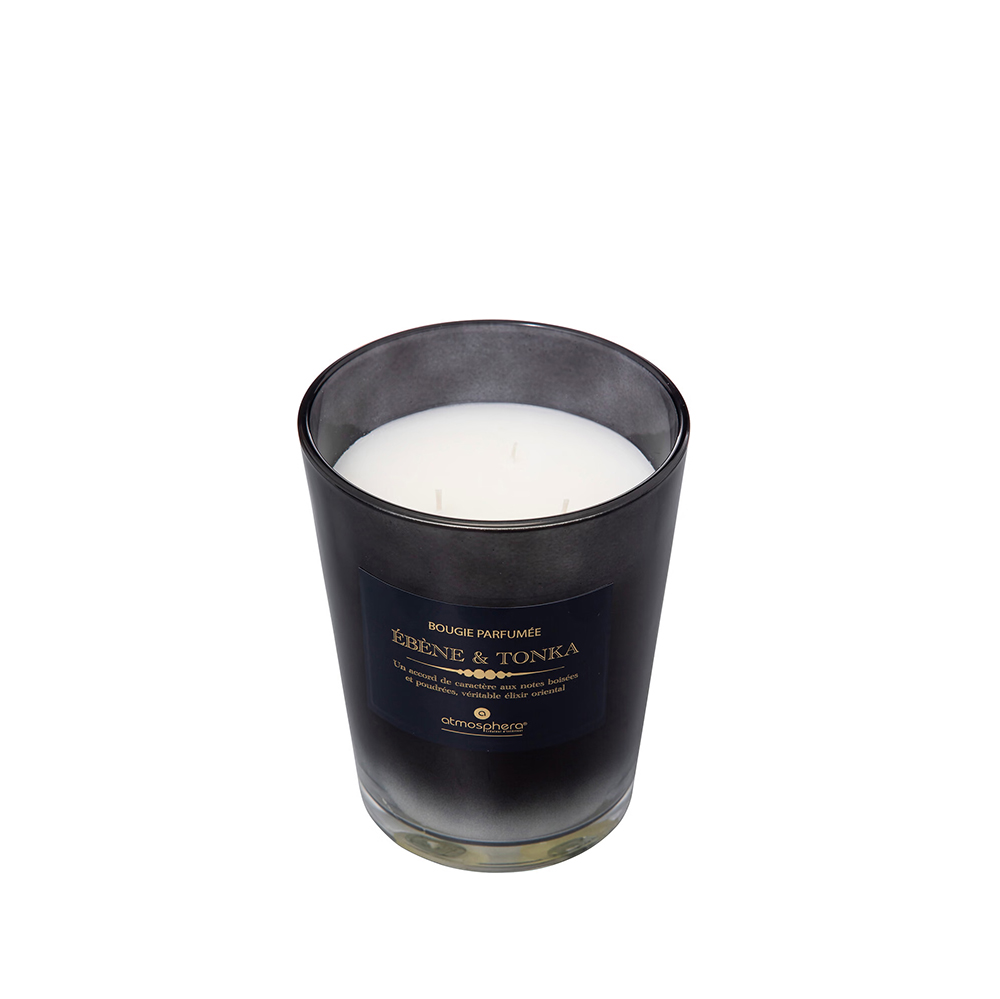 Žvakė stikliniame indelyje juodmedžio ir tonka kv. 855 g D13xH16 cm Atmosphera