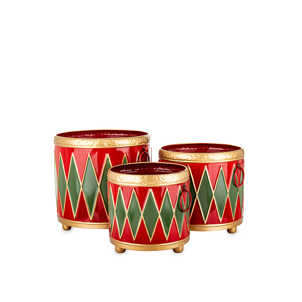 Vazonas 3 vnt Būgnai metaliniai 31x32x32 (26,5x28x28 (23,5x24x24)) 18659 KLD